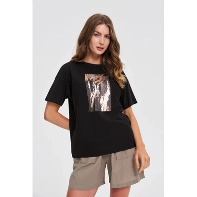 Moodo Дамска черна тениска с принт Moodo | Cheren | ЖЕНИ | S