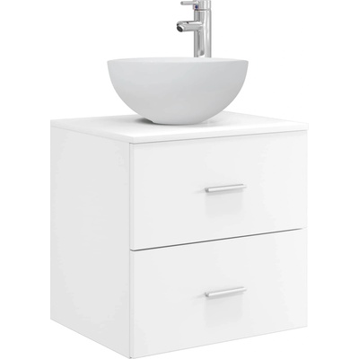 vidaXL Стенен мивка с шкаф Бяло 49, 5 x 35 x 63 см Инженерна дървесина (890254)