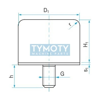 Silentblok - doraz valcový so skrutkou typ GP-1G 200x160 M20x44