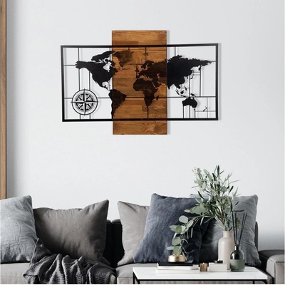 Asir Nástenná dekorácia 58x85 cm mapa drevo/kov AS1489
