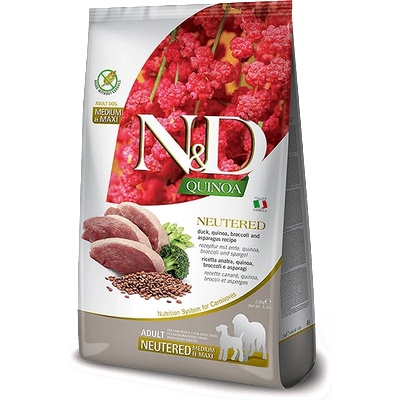 Farmina N&D Quinoa Neutered Adult Medium & Maxi - пълноценна суха храна за кастрирани кучета от средни и едри породи в зряла възраст