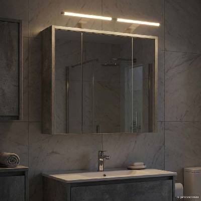 vidaXL Шкаф с огледало за баня Циментено сиво 63, 5 x 16 x 62, 5 см (889162)