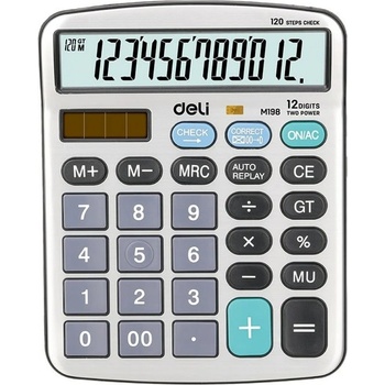Deli Калкулатор Deli Core EM19810, 12 разряден дисплей, настолен, Check, Correct, Memory, MU rate, GT, %, Auto reply, корен квадратен, бял (Core EM19810)