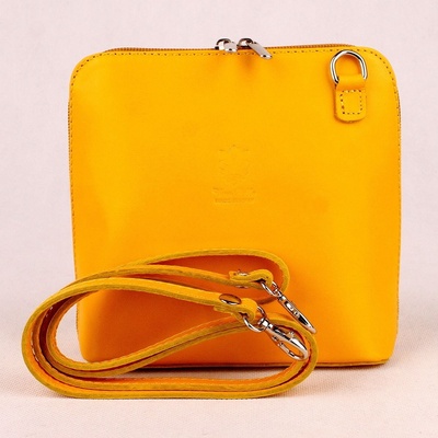 Malá kožená crossbody kabelka no. 55 tmavěžlutá