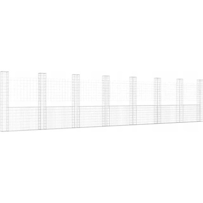 ZBXL Gabionový koš ve tvaru U s 8 sloupky železo 860 x 20 x 200 cm