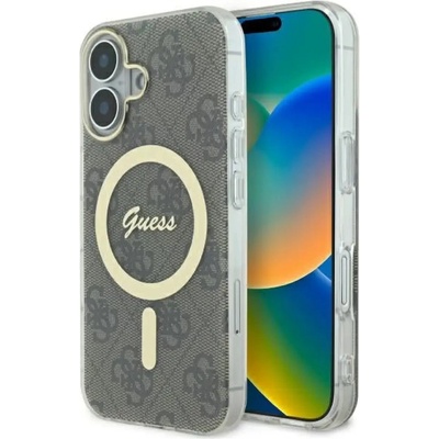 GUESS IML 4G MagSafe калъф за iPhone 16 - кафяв (3666339342005)