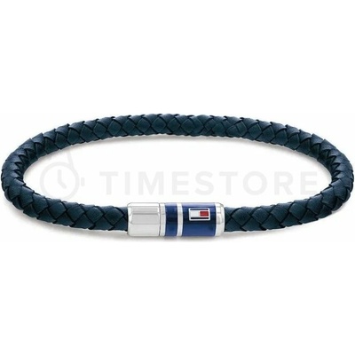 Tommy Hilfiger Tmavo modrý kožený náramok s oceľovým zapínaním 2790294 21,5 cm