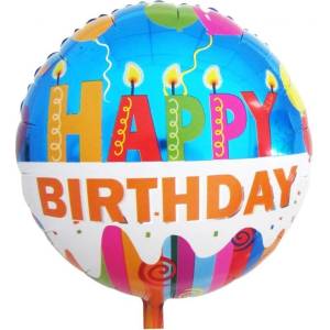 GoDan Фолиев балон „Happy Birthday със свещички, 34 см (FG-O34HBS)