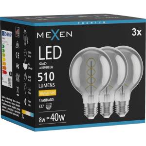 Mexen Vintis 3x LED крушка с нажежаема спирала E27, G80, 8W, Топла - 2700K, 510 lm, димно (L165-E27-0827-70x03)