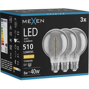 Mexen Vintis 3x LED крушка с нажежаема спирала E27, G80, 8W, Топла - 2700K, 510 lm, димно (L165-E27-0827-70x03)