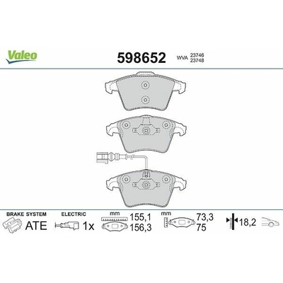 Sada brzdových platničiek kotúčovej brzdy VALEO 598652