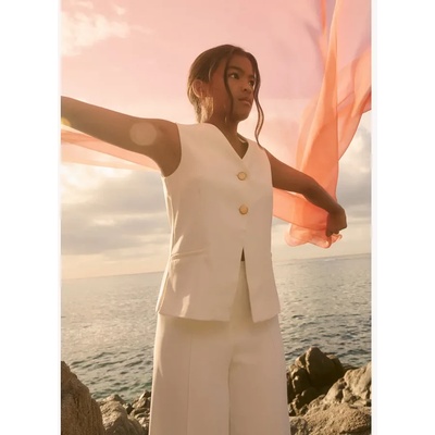 Abel & Lula Креп топ с копчета в мръсно бял цвят за момиче Abel&Lula