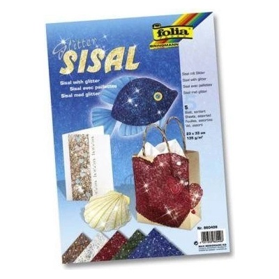 Folia Sisalový papír se třpytkami 23 x 33 cm