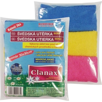 Clanax Sonic Švédská utěrka mikrovlákno 30 x 30 cm 180 g/m2 3 ks