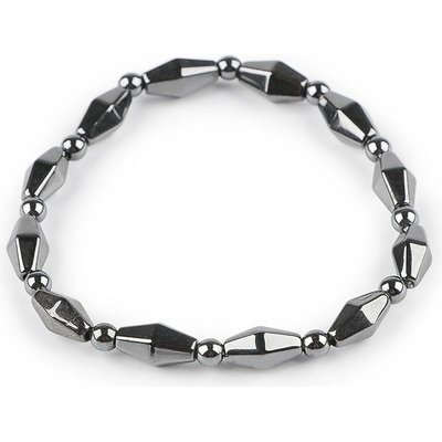 Náramek pružný hematitový, unisex šedá hematit 1 ks
