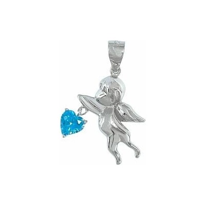 Infinitysilver Stříbrný přívěsek andělíček s modrým srdcem L446006A
