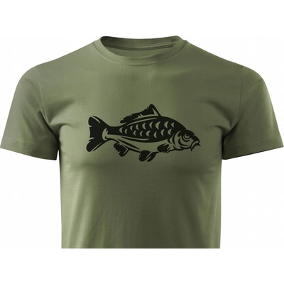 Forestmax rybárske tričko na ryby khaki veľká potlač Karp