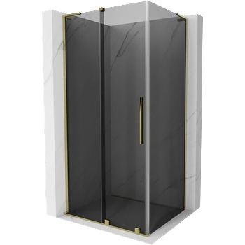 Mexen Velar L плъзгаща се душ кабина 90 x 100 см, графит, злато - 871-090-100-43-50 (871-090-100-43-50)