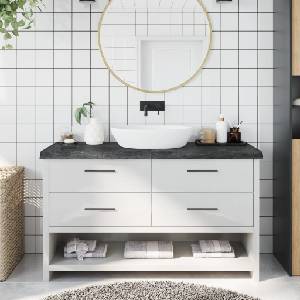 vidaXL Плот за баня тъмнокафяв 140x50x(2-6)см обработено масивно дърво (3156246)