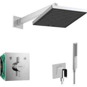 Hansgrohe - Душ комплект с вградена смесителна батерия, с корпус, 26x26 см, хром SANI21HHH001 (SANI21HHH001)