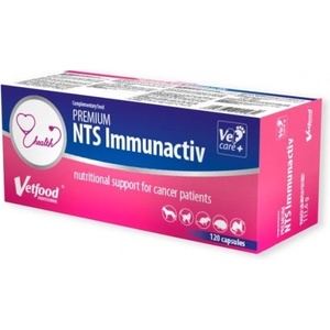 VetFood Premium NTS Diet Immunactiv Anticahectic - хранителна добавка за допълване на диетата на животни, болни от рак, 120 капсули - Полша