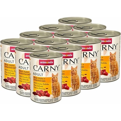 Animonda Carny Adult hovädzie,kura a kačacie srdiečka 12 x 400 g
