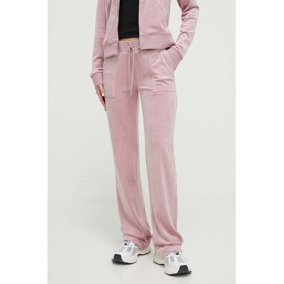 Juicy Couture Кадифен спортен панталон Juicy Couture в розово с изчистен дизайн (JCAP180.243)