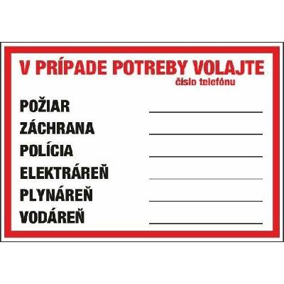 Telefónne čísla pomoci 210x148 mm - plast