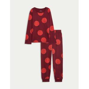 Marks & Spencer Пижамен комплект Basketball, от чиста памучна материя (3-16 години) Marks & Spencer червена Marks & Spencer | Cherven | Момчешки | 7-8 години