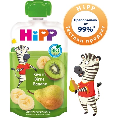 Hipp Organic Плодова закуска круша, банан и киви 100г