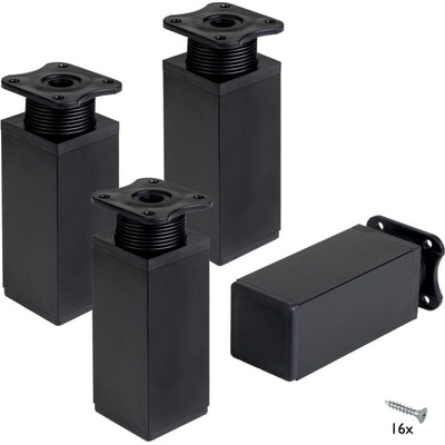 Walteco Nábytková noha 40x40x100 mm 50 kg, aluminium optik, černá, 4 ks 50609