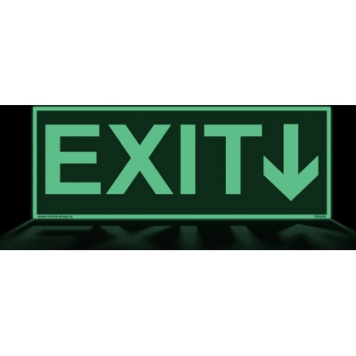 Traiva s.r.o EXIT - nápis se šipkou Verze: Samolepka 200 x 75 mm tl. 0.4 mm - fotoluminiscenční - Kód: 00193