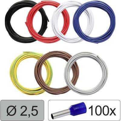 Quadrios 25CW117 jeden drôt, LiFY, 2.5 mm², čierna, červená, biela, modrá, žltozelená, hnedá, sivá, 1 sada