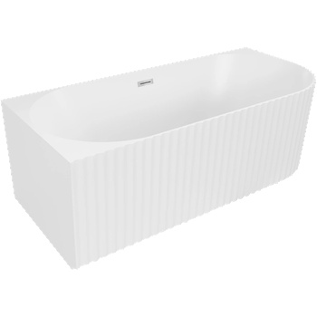 Mexen Gia свободно стояща рифлена ъглова вана лява 170 x 80 cm, бяла мат, слив хром - 52701708001L-01 (52701708001L-01)