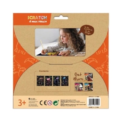 Škrabací obrázky 4ks Drak