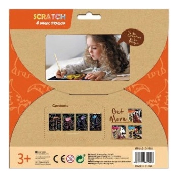 Škrabací obrázky 4ks Drak