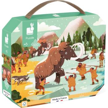 Janod Детски панорамен пъзел Janod от 100 части - Праисторически фриз (J02546)