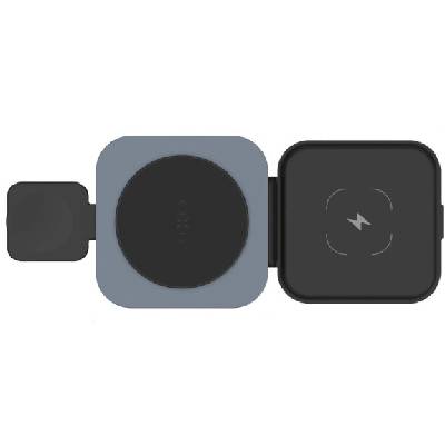 MagFlex Alu 3в1 безжично зарядно устройство с изскачаща стойка за iPhone / Apple Watch / AirPods - 15W - черно (82109)