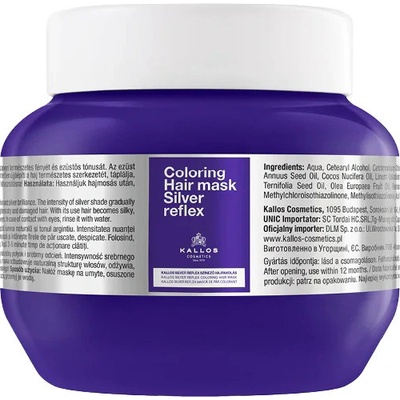 Kallos Silver Reflex maska minimalizujúca žltý nádych blond vlasov 275 ml