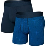 Saxx Мъжко синтетично термобельо Saxx Droptemp Cooling Cotton Boxer Brief Fly 2-Pack Synthetic base layer - Rad Plaid / Dark Ink (014-2658-0111)