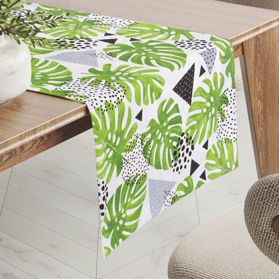 Biante bavlna behúň Sandra SA-175 Zelené listy Monstera 20x120cm