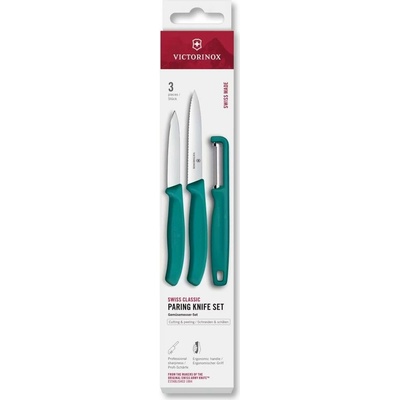 Victorinox Sada kuchyňských nožů se škrabkou SWISS CLASSIC 3 ks tyrkysová6.7114.33C1
