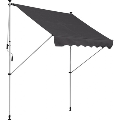 OUTSUNNY Výškově nastavitelná přenosná markýza vhodná na balkon 200 x 150 cm šedá