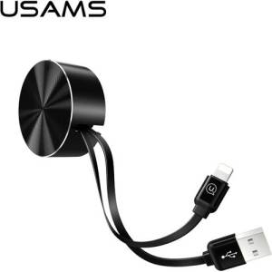 USAMS Кабел намотаван U-Bin Lightning 1 м, 2 A, черен (Usa000114)