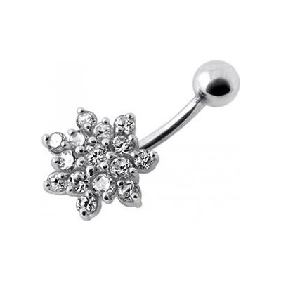 Šperky4U stříbrný piercing do pupíku kytička BP01032-C
