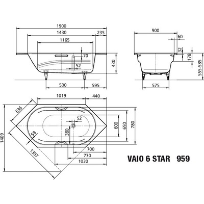 Kaldewei Vaio 6 Star 190 x 90 cm 233923000001