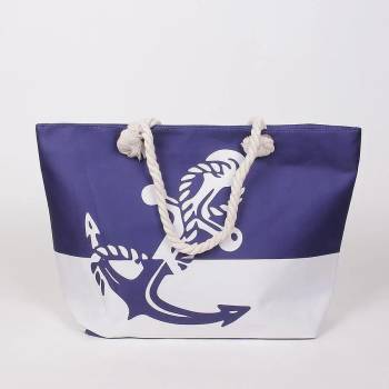 Image 1 of Чанта за плаж в тъмносиньо и бяло с голяма котва