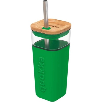 QUOKKA Cube Sklenený pohár so silikónovým povrchom TROPICAL FLOW 40052 540 ml