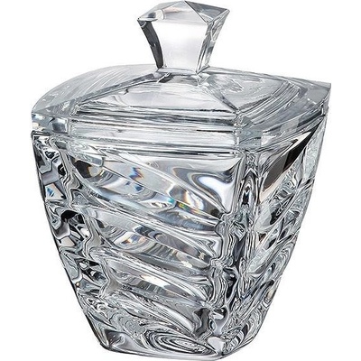 Crystalite Bohemia sklenená dóza Facet 14 cm