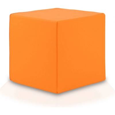 Ecopuf Taburetka - Kocka ekokůže - Oranžová